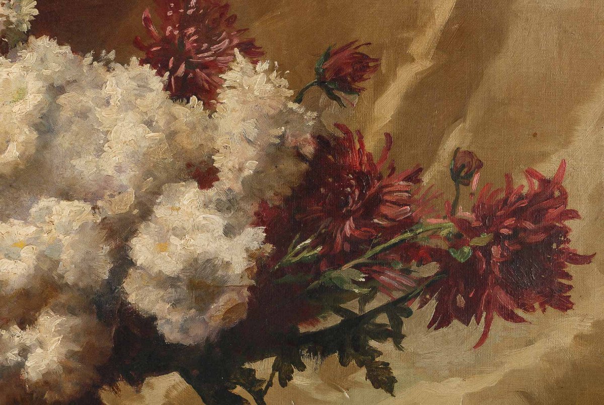 Bonnardel Alexandre, François (1867-1942)- Les Chrysanthèmes. Huile Sur Toile, Vers 1925.-photo-4