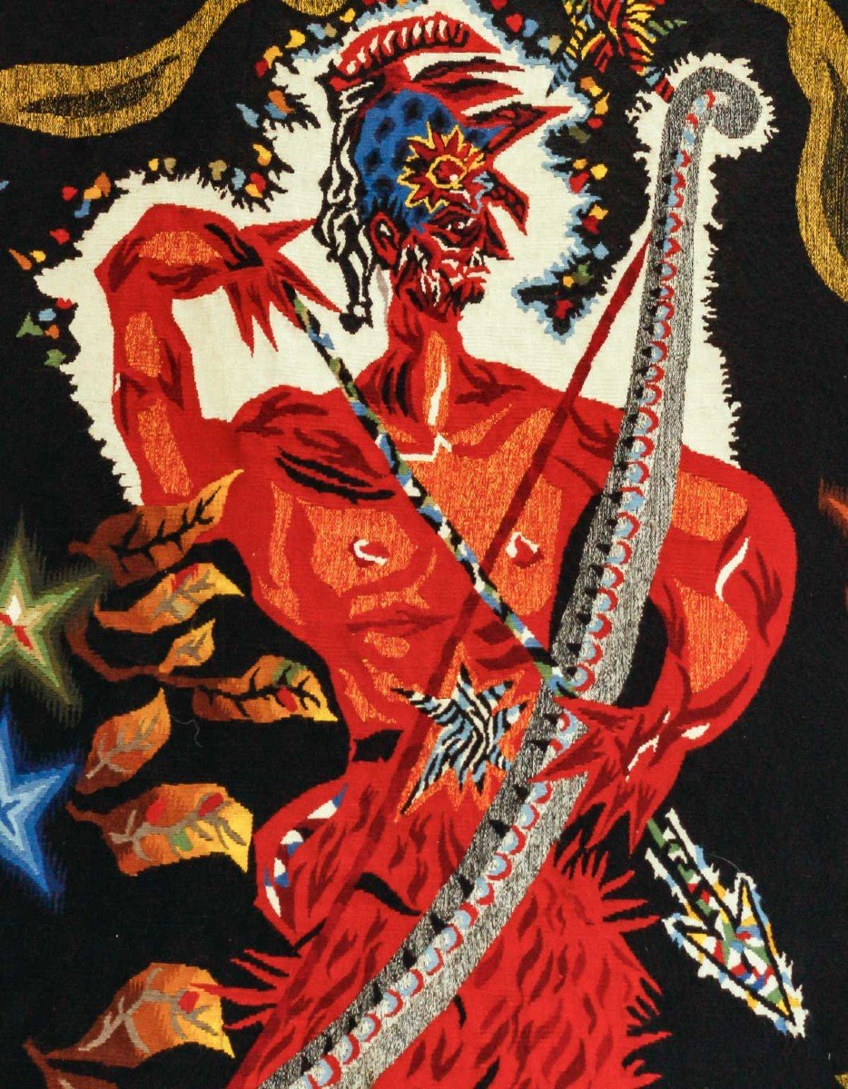 Jean Lurçat (1892-1966)- The Red Archer. 20th Century Aubusson Tapestry-photo-3