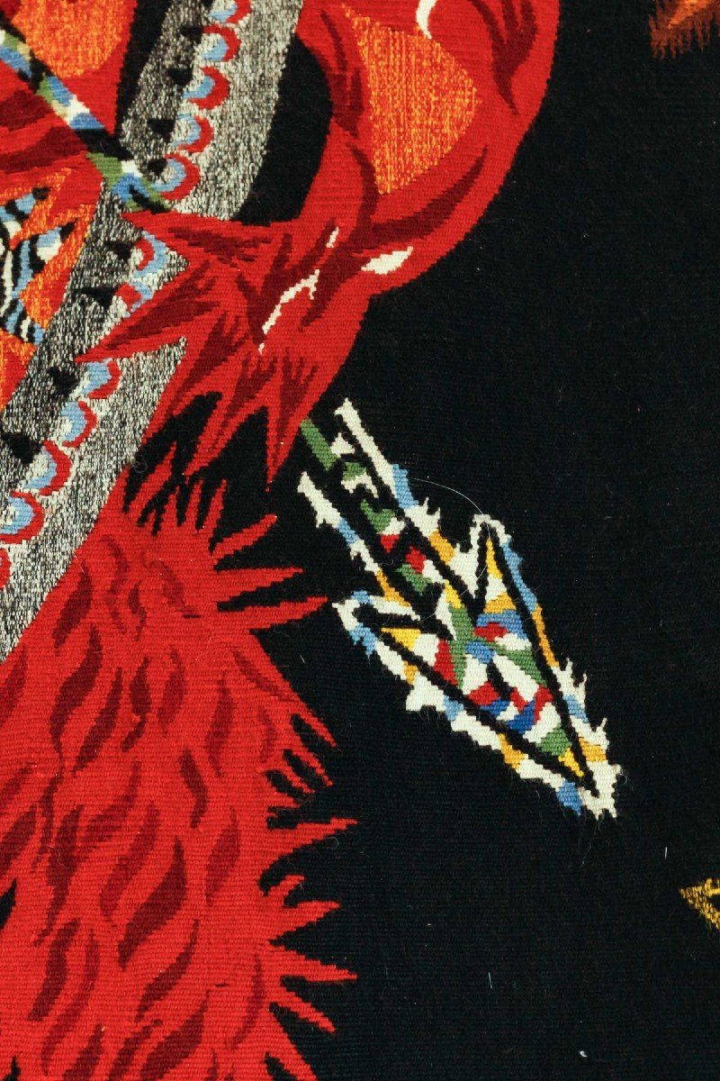 Jean Lurçat (1892-1966)- The Red Archer. 20th Century Aubusson Tapestry-photo-3