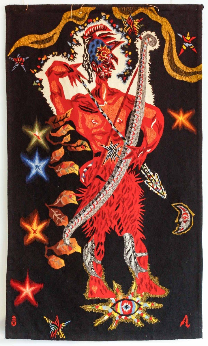 Jean Lurçat (1892-1966)- The Red Archer. 20th Century Aubusson Tapestry