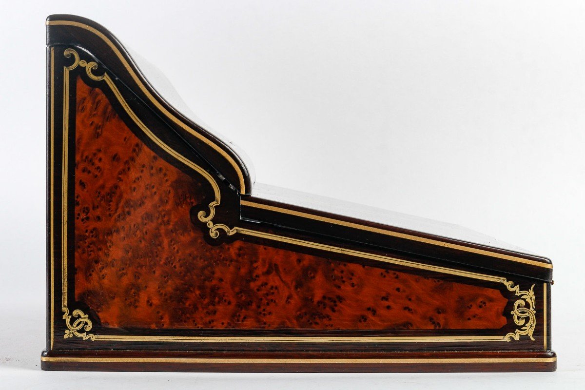 Tahan In Paris (1844-1882) - Writing Box In Precious Wood Inlaid With Golden Brass, 1860-photo-5