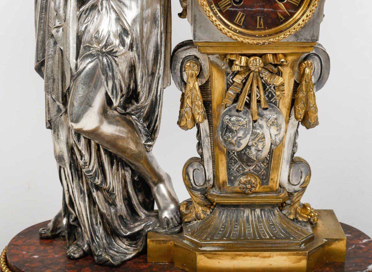 Lemerle-charpentier, Paris- Vestale Et Bacchanale. Garniture d'Apparat En Bronze Doré-argenté-photo-4