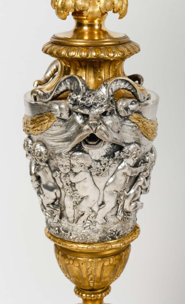 Lemerle-charpentier, Paris- Vestal And Bacchanal. Ceremonial Garnish In Gilt-silver Bronze-photo-5