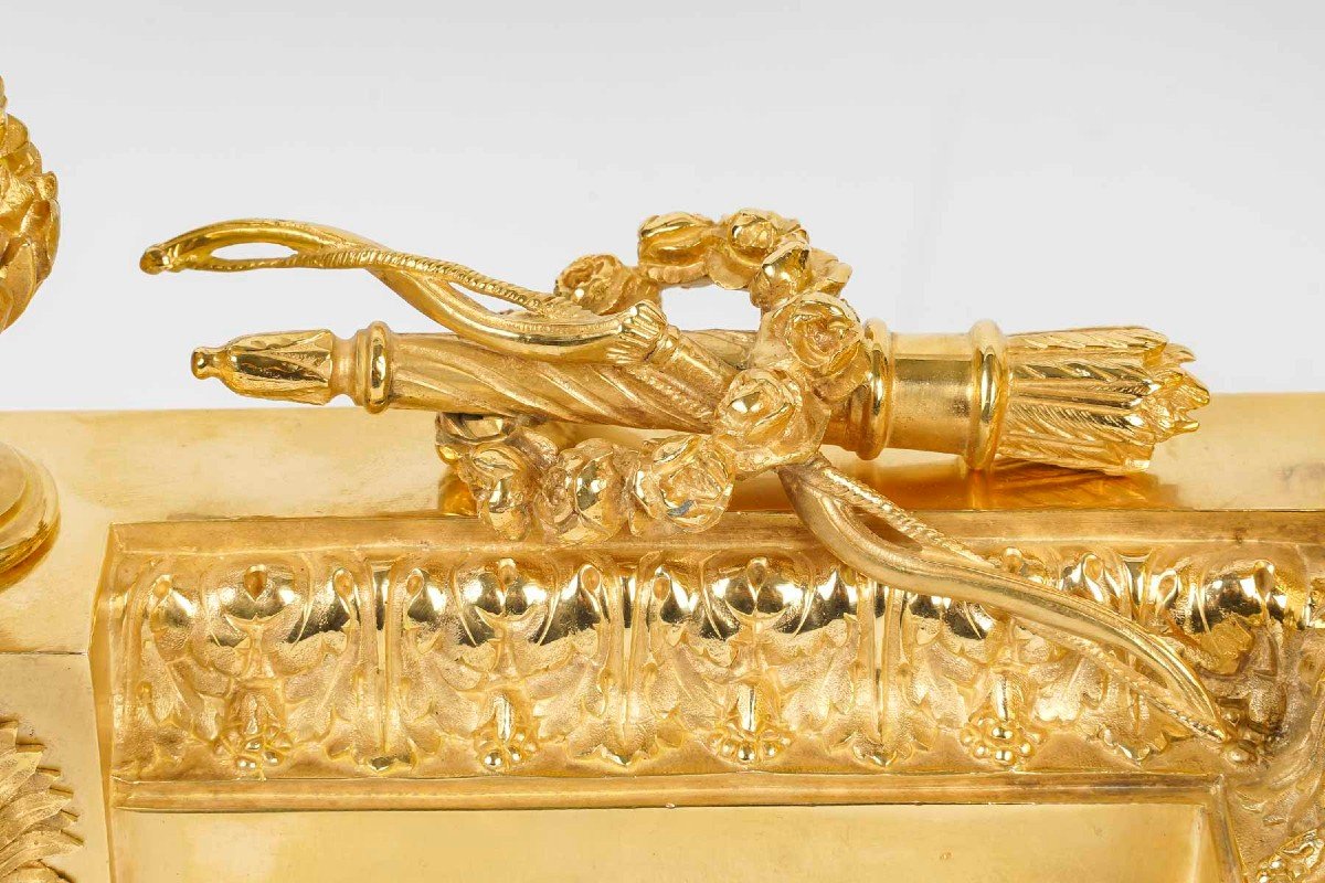 Bouhon, à Paris-paire De Chenets En Bronze Doré. Circa 1870.-photo-4