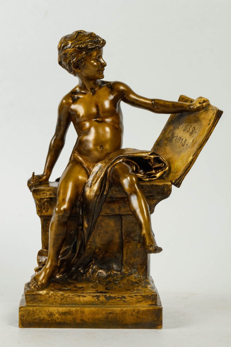 Louis-ernest Barrias (1841-1905), After-the Tabletttes Of History.bronze, 1895