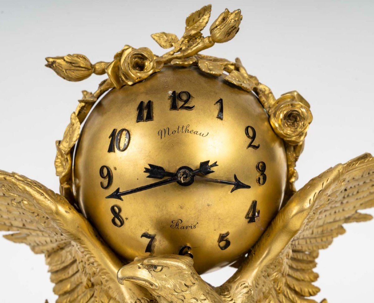 Mottheau, à Paris - Garniture De Cheminée En Bronze Doré Dite "au Treillage", Vers 1890-photo-2