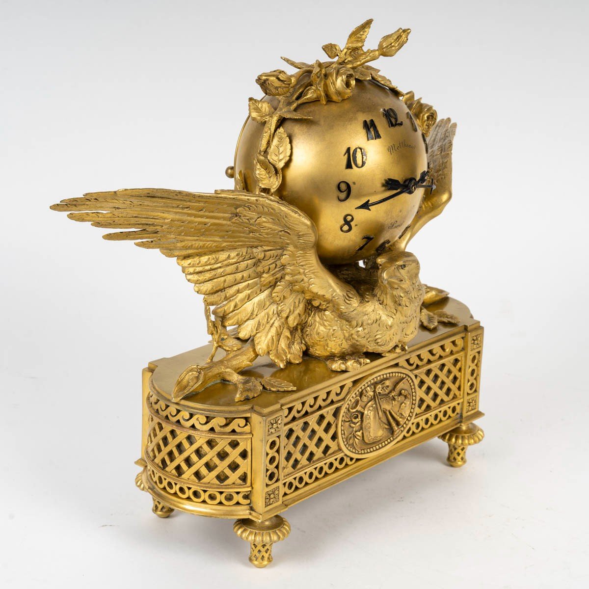 Mottheau, à Paris - Garniture De Cheminée En Bronze Doré Dite "au Treillage", Vers 1890-photo-4