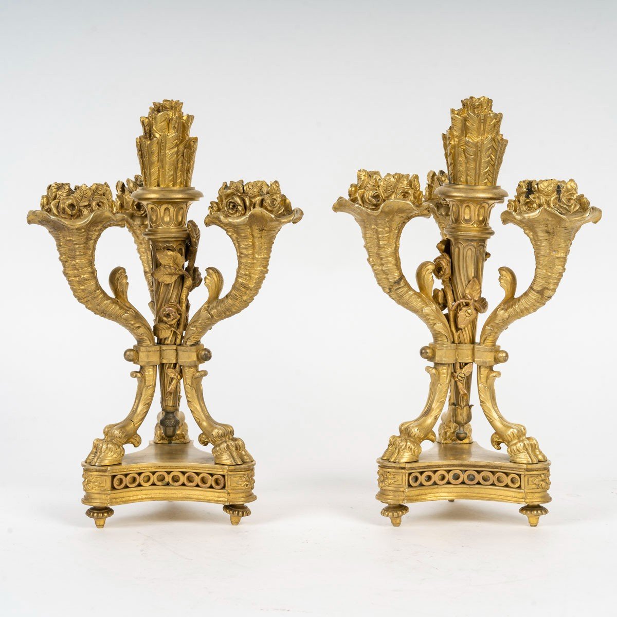 Mottheau, à Paris - Garniture De Cheminée En Bronze Doré Dite "au Treillage", Vers 1890-photo-4