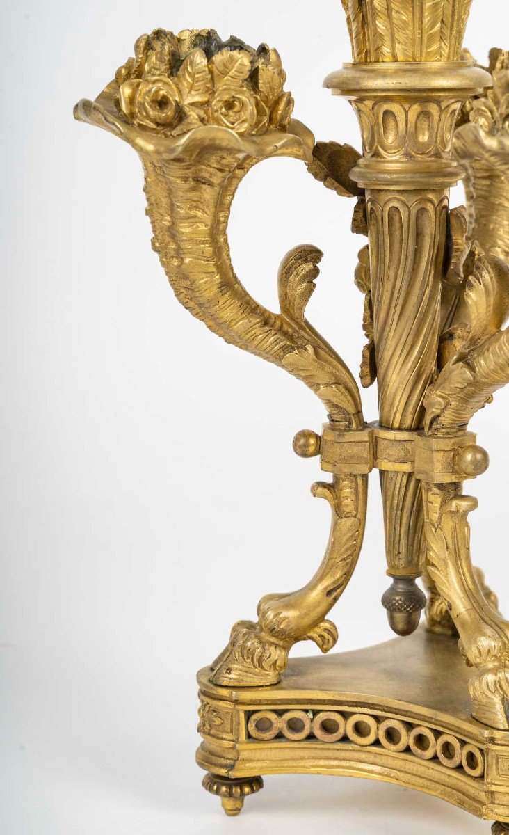Mottheau, à Paris - Garniture De Cheminée En Bronze Doré Dite "au Treillage", Vers 1890-photo-6