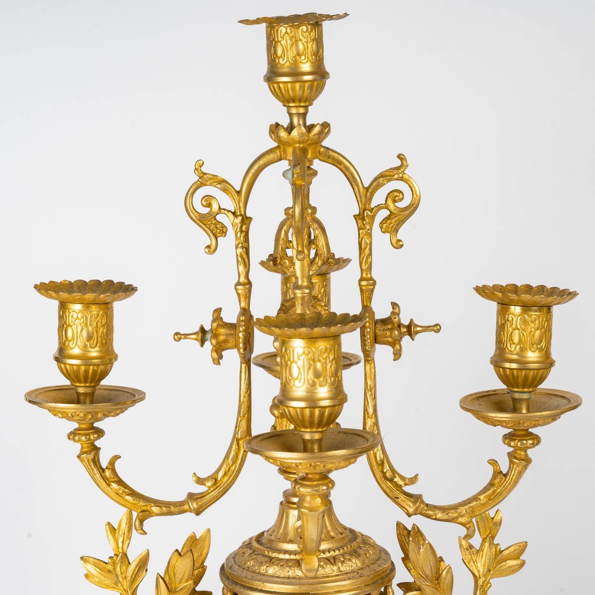 Pair Of Vases - Candelabras In Gilt Bronze And Celadon Porcelain From The Napoleon III Period-photo-1