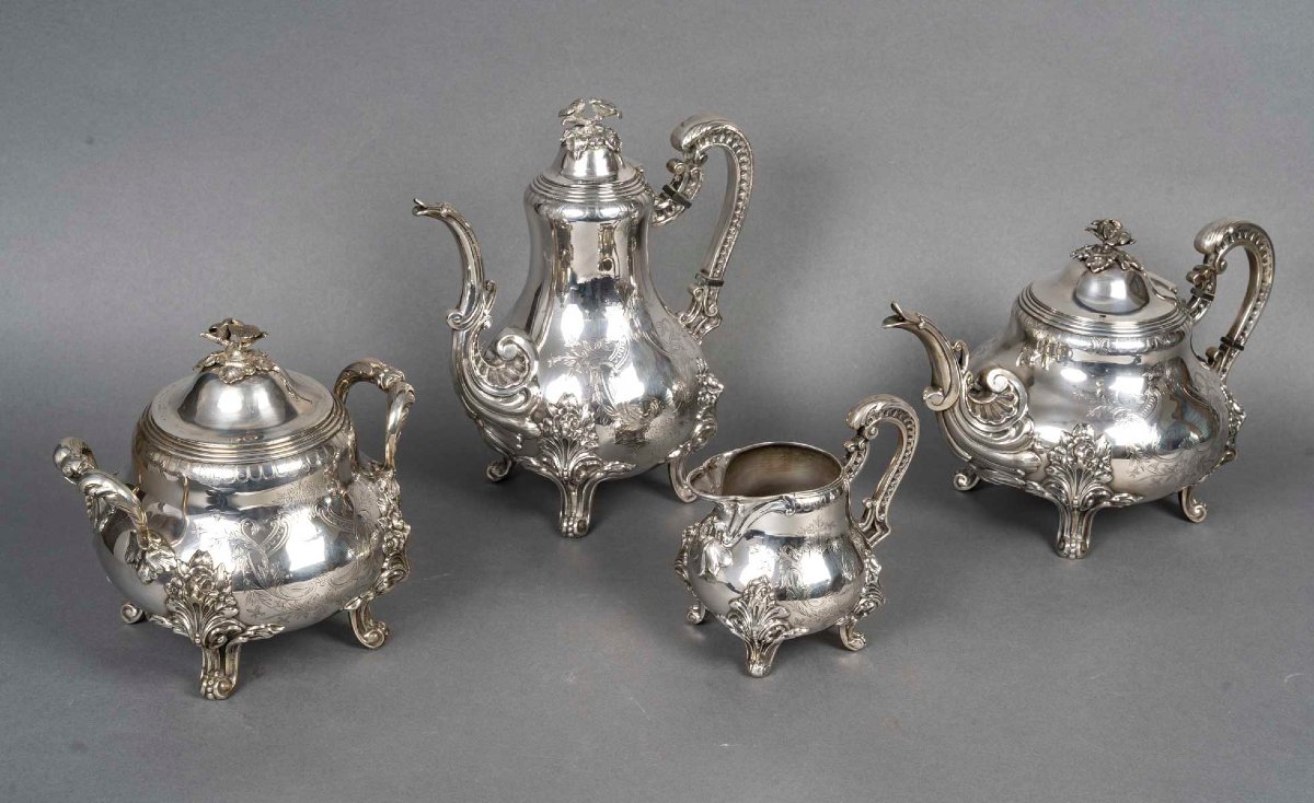 Service A Verser En Argent De Style Louis XV Au Couple De Tourterelles. Paris, XIX Siècle-photo-2