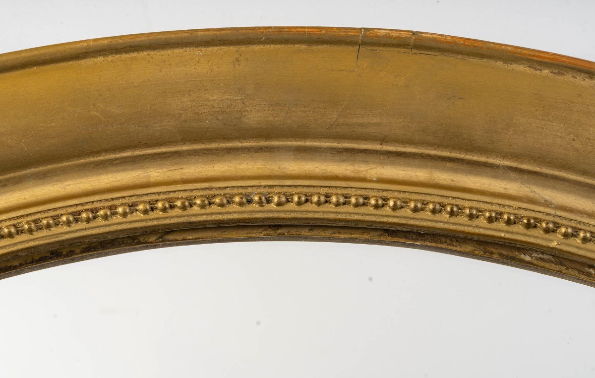 Oval Mirror In Gilded Wood-photo-4