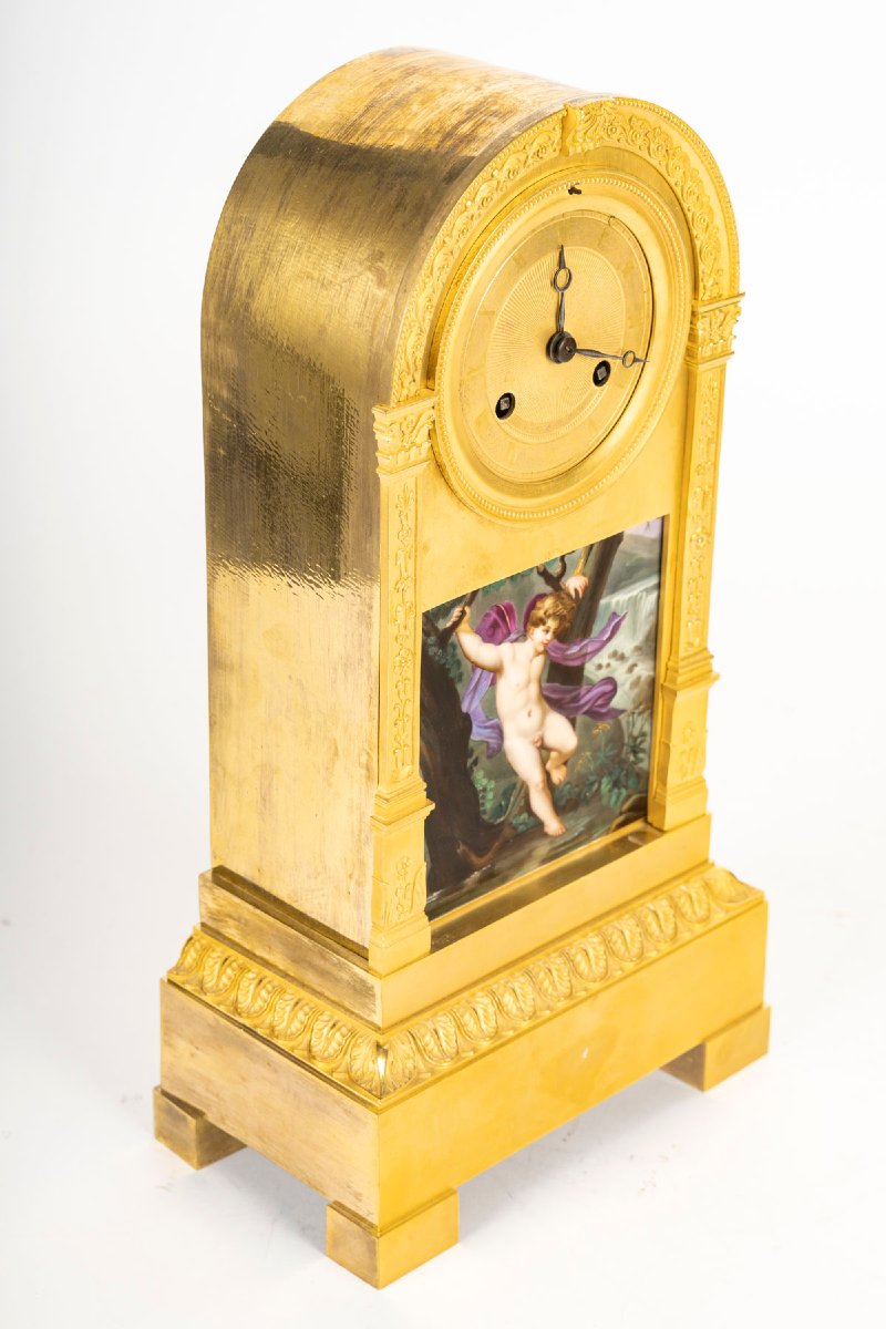 Restoration Clock With "young Zephyr" By Prudhon, Circa 1820-photo-4