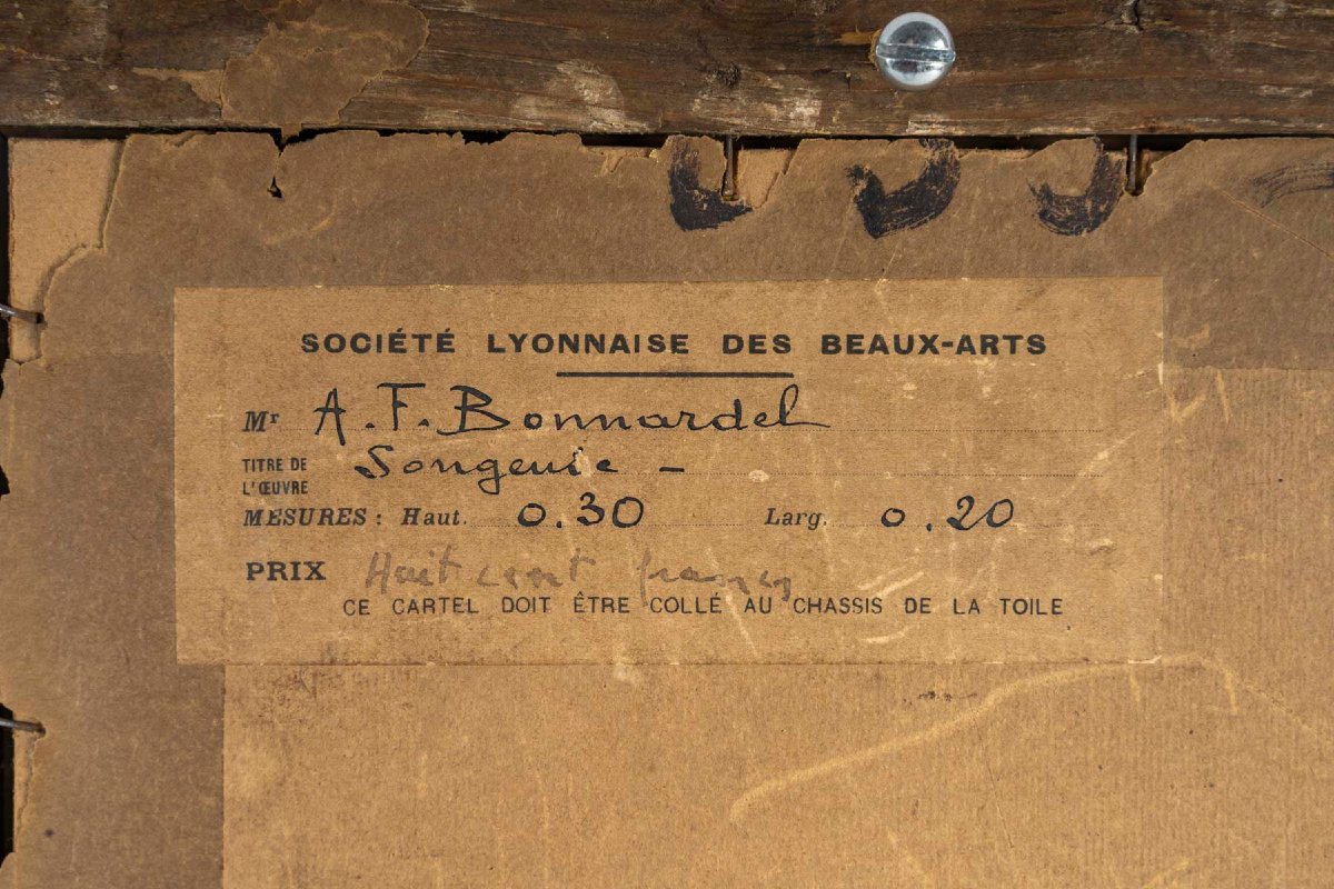 Alexandre, François BONNARDEL (1867-1942)- Songeuse, Huile sur carton signée, 1920-photo-4