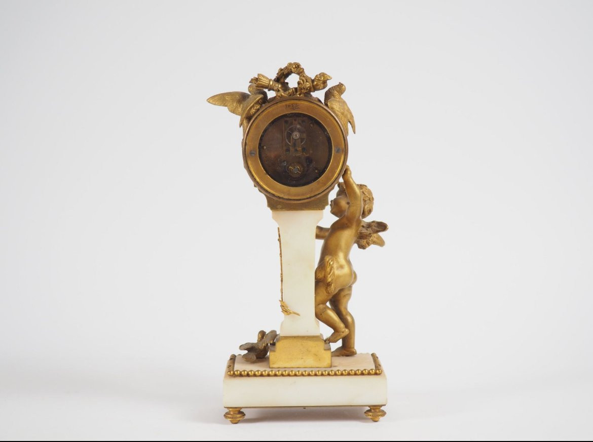 L.caisso & Cie In Paris - Louis XVI Style Clock With Cherub, Circa 1890-photo-3