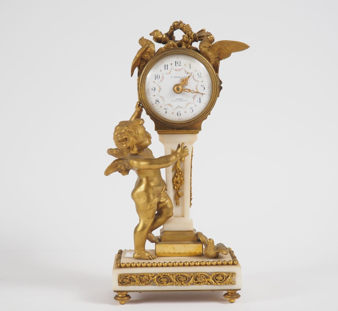 L.caisso & Cie In Paris - Louis XVI Style Clock With Cherub, Circa 1890