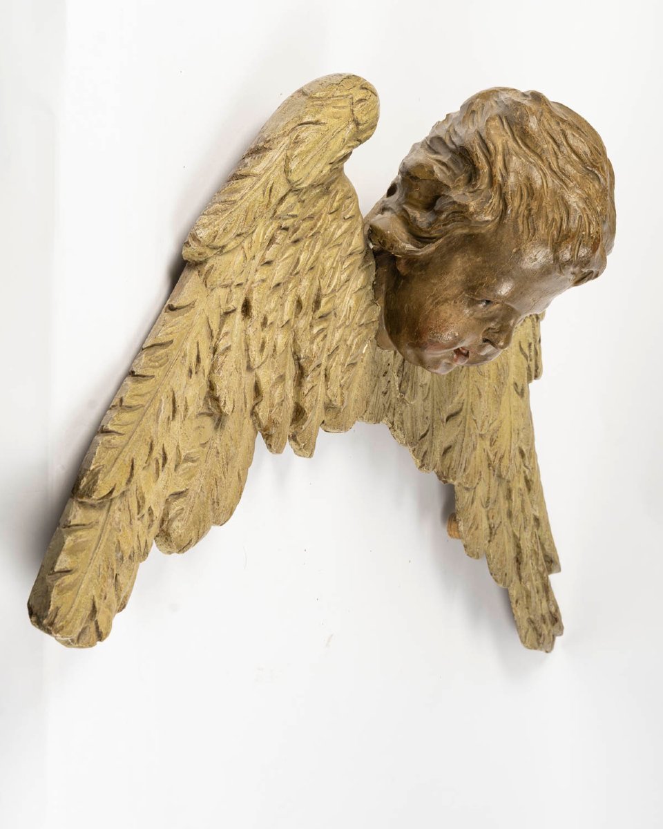Bavaria - Head Of A Winged Cherub. Work From The Baroque Period, Late 17th Or Early 18th Century-photo-1