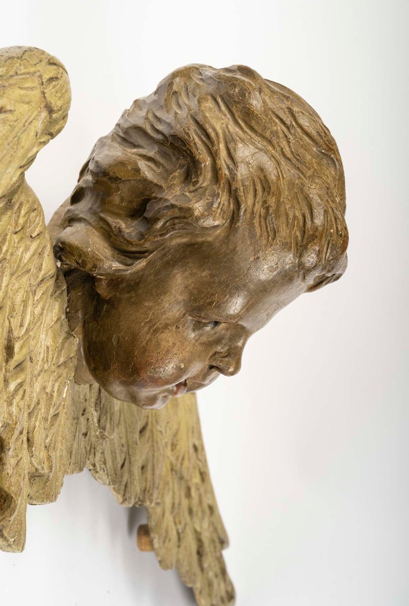 Bavaria - Head Of A Winged Cherub. Work From The Baroque Period, Late 17th Or Early 18th Century-photo-2