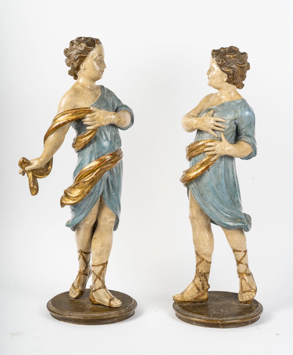 ALLEMAGNE DU SUD ou AUTRICHE- Anges danseurs d'Epoque Baroque, début du XVIIIe-photo-2