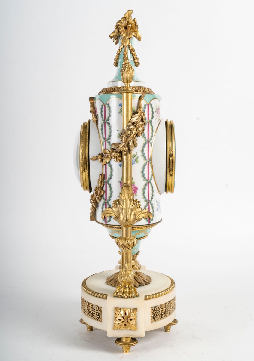 PLANCHON, à Paris-Pendule-Vase en porcelaine montée de Style Louis XVI-Impératrice. Circa 1870-photo-5
