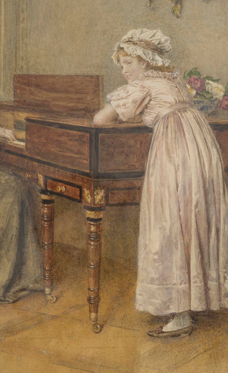 La leçon de danse - Aquarelle par GG KILBURNE (1839 - 1924)-photo-2