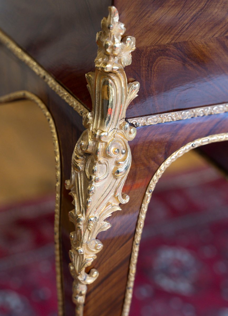 Table-Travailleuse de Dames en bois de rose marqueté d'Epoque Napoléon III-photo-3