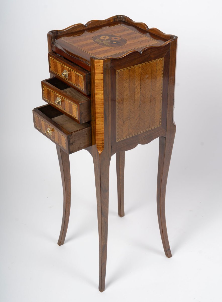 A 19th-century Marquetry Transitional-style Chiffonier-table With A Floral Motif.-photo-1