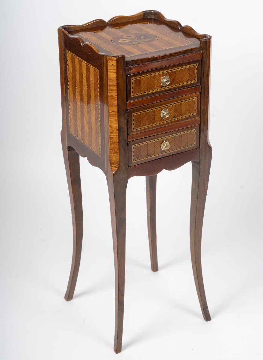 A 19th-century Marquetry Transitional-style Chiffonier-table With A Floral Motif.