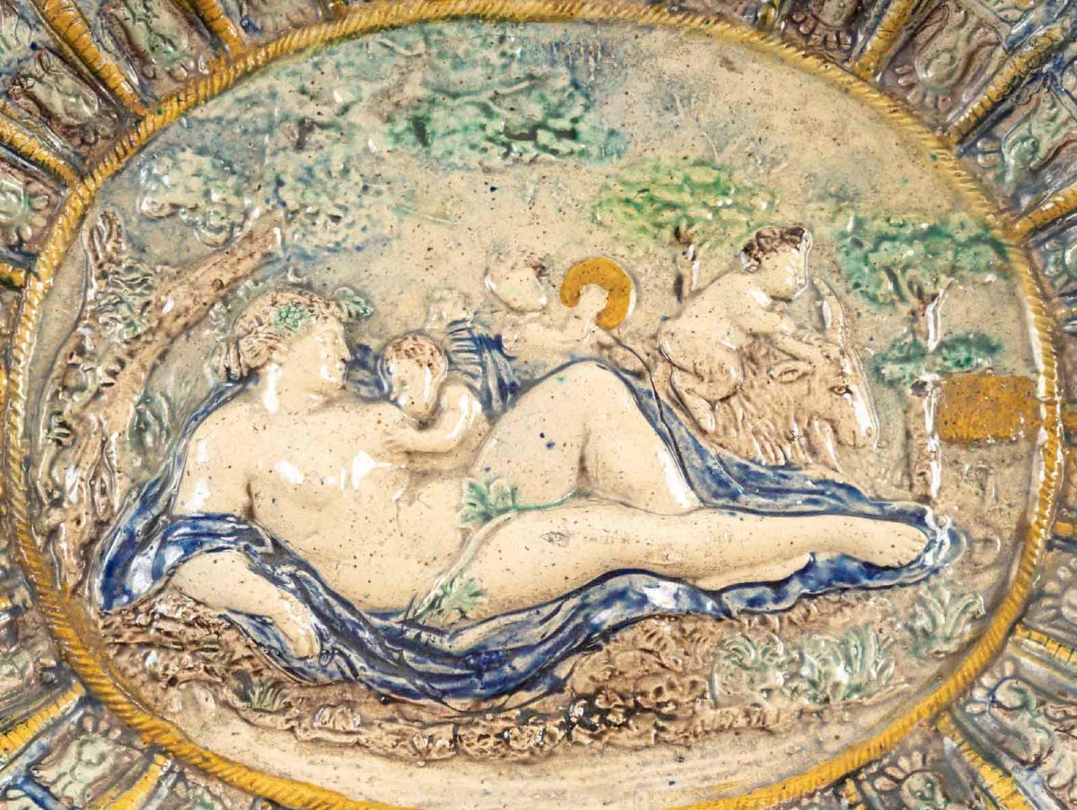 Plat d'apparat en terre cuite émaillé-photo-2