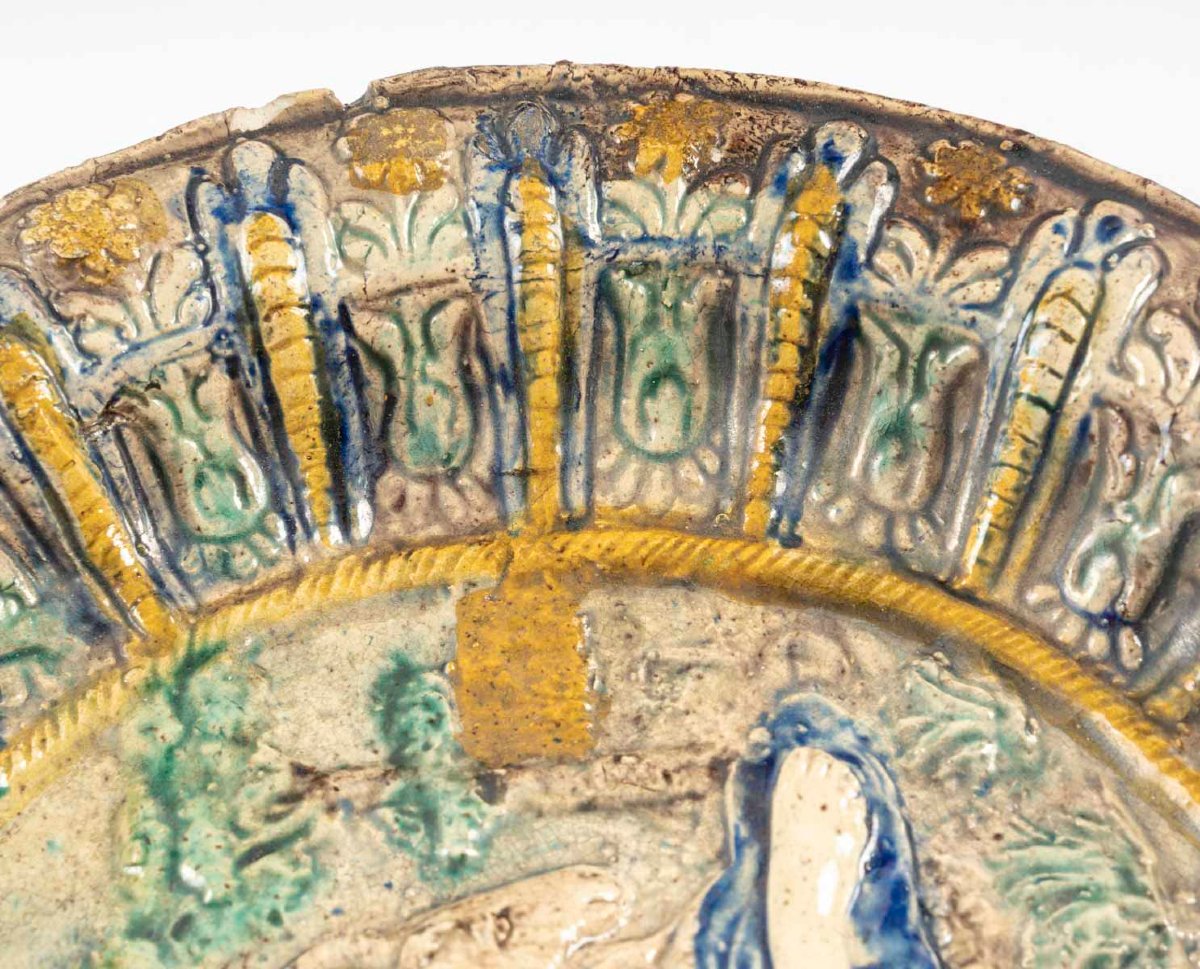 Plat d'apparat en terre cuite émaillé-photo-2