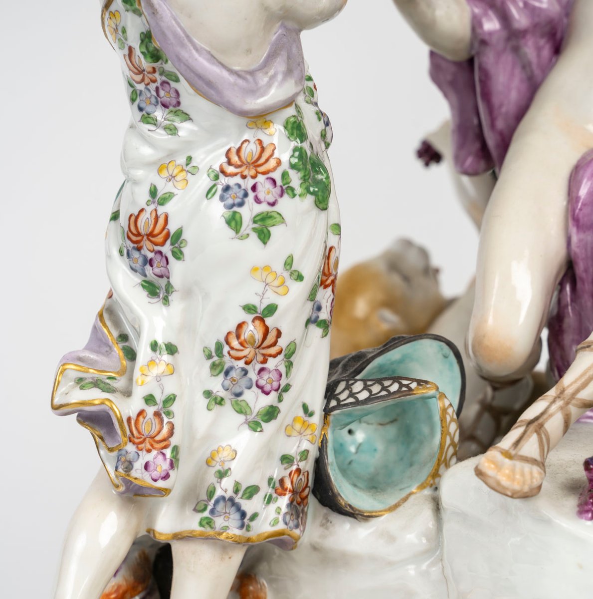 The Triumph Of Bacchus. Polychrome Glazed Porcelain Group After A Model By Ls Boizot-photo-2