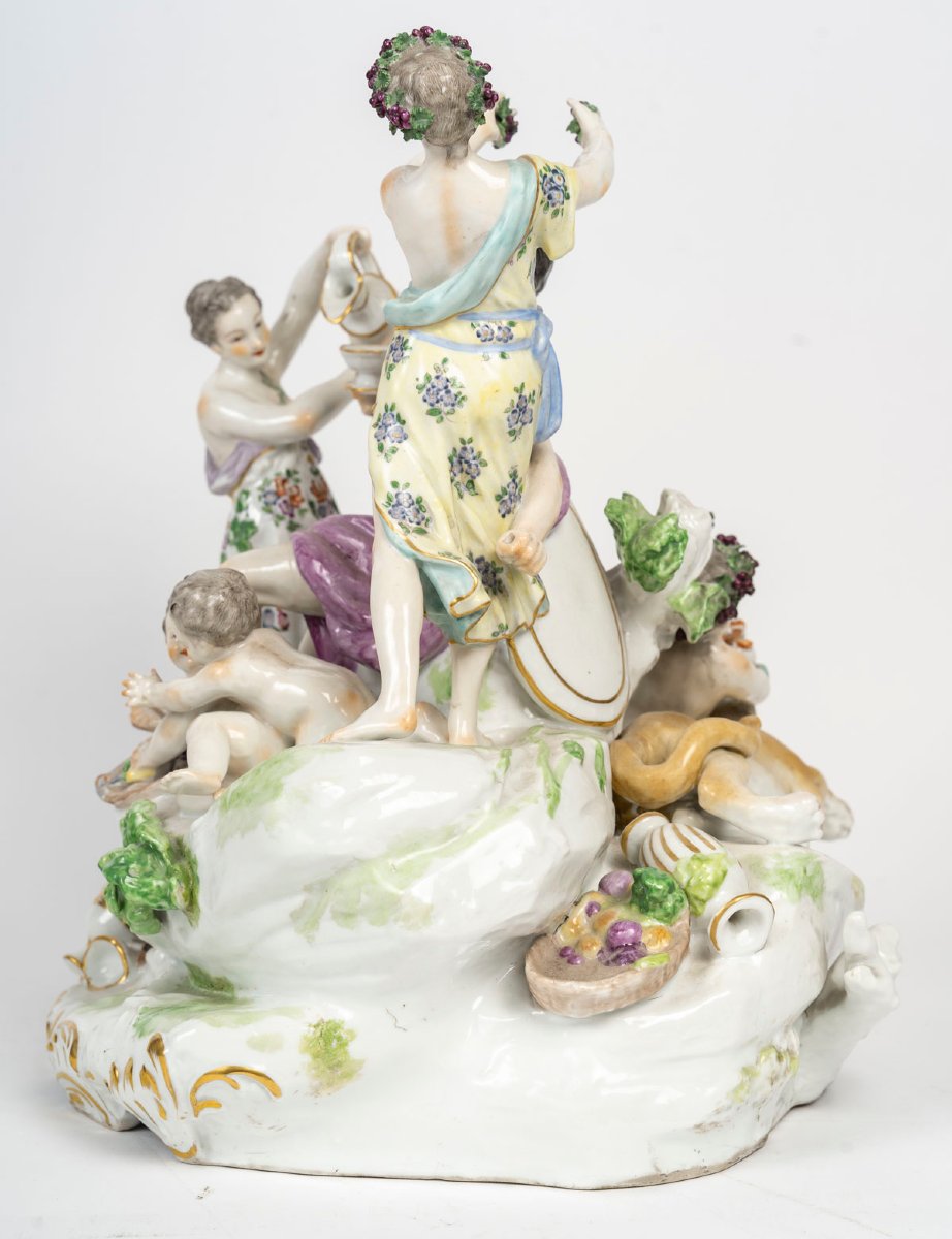 The Triumph Of Bacchus. Polychrome Glazed Porcelain Group After A Model By Ls Boizot-photo-7