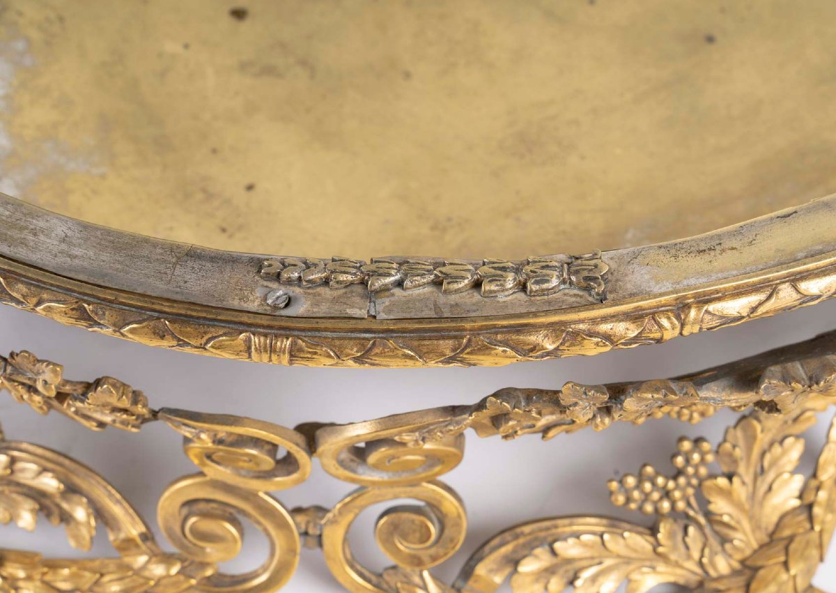 Coupe-à-fruits formant Centre de Table en bronze argenté et doré d'Epoque Napoléon III-photo-1