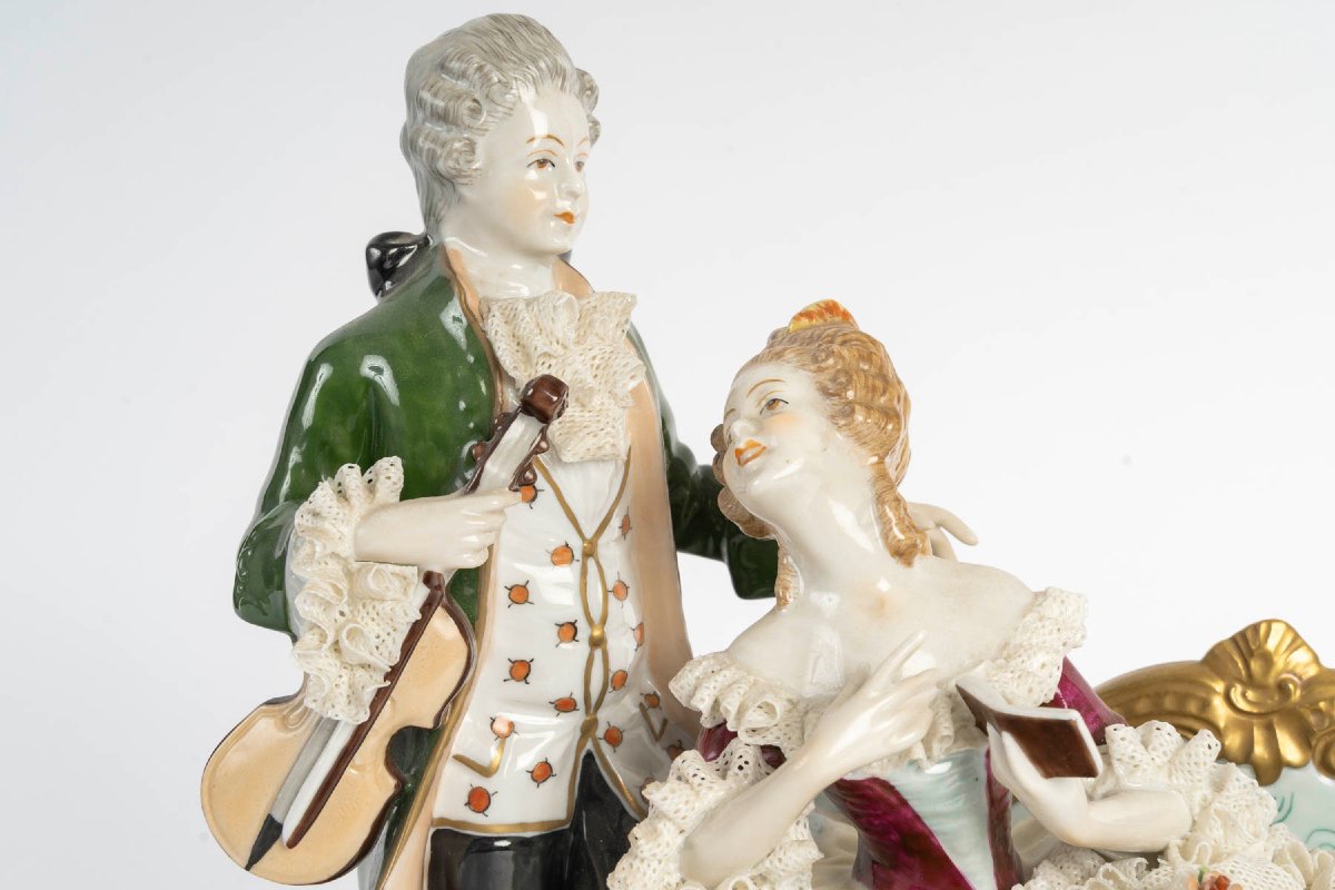 Unterweisbach (porcelain Manufactory) - Rococo Scenettes - Porcelain Groups, 20th Century-photo-4