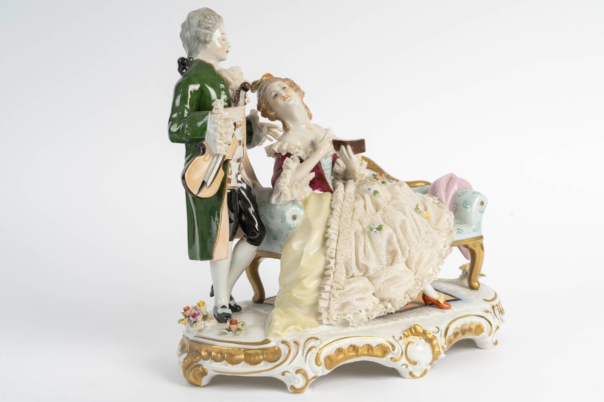 Unterweisbach (porcelain Manufactory) - Rococo Scenettes - Porcelain Groups, 20th Century-photo-1