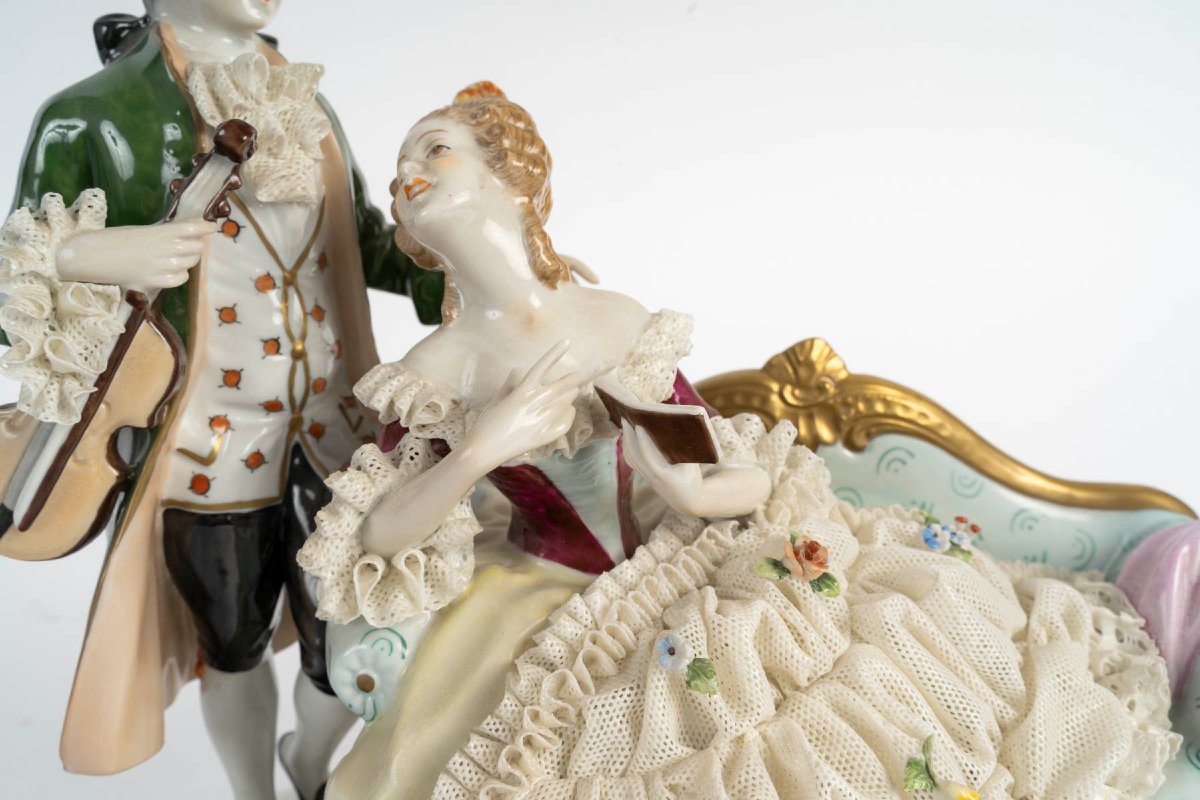 Unterweisbach (porcelain Manufactory) - Rococo Scenettes - Porcelain Groups, 20th Century-photo-4