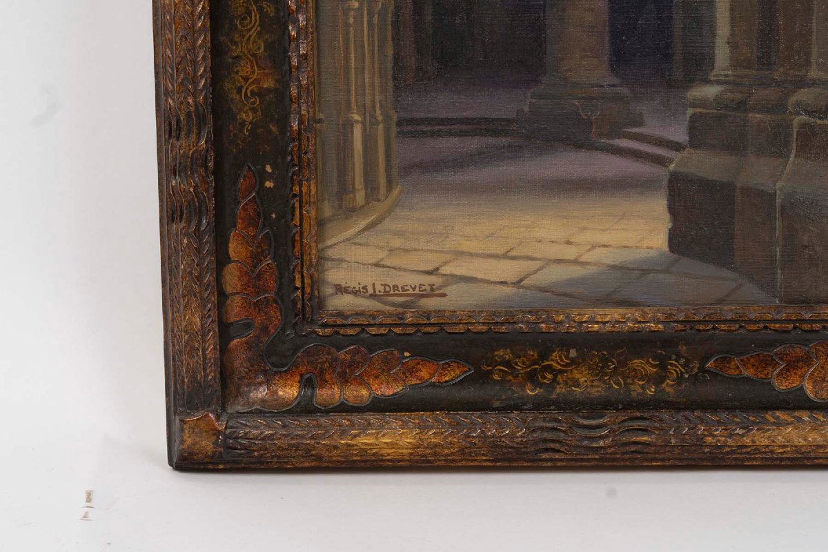 Chapelle Absidiale De La Cathédrale De Chartres By Drevet. Oil On Canvas-photo-1