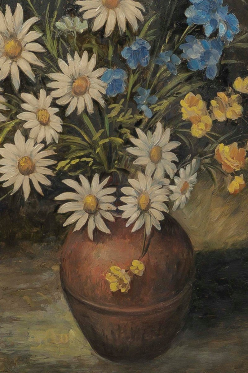 COMPOSITION FLORALE PRINTANIERE PEINTE PAR J P RUGGIERI-photo-2