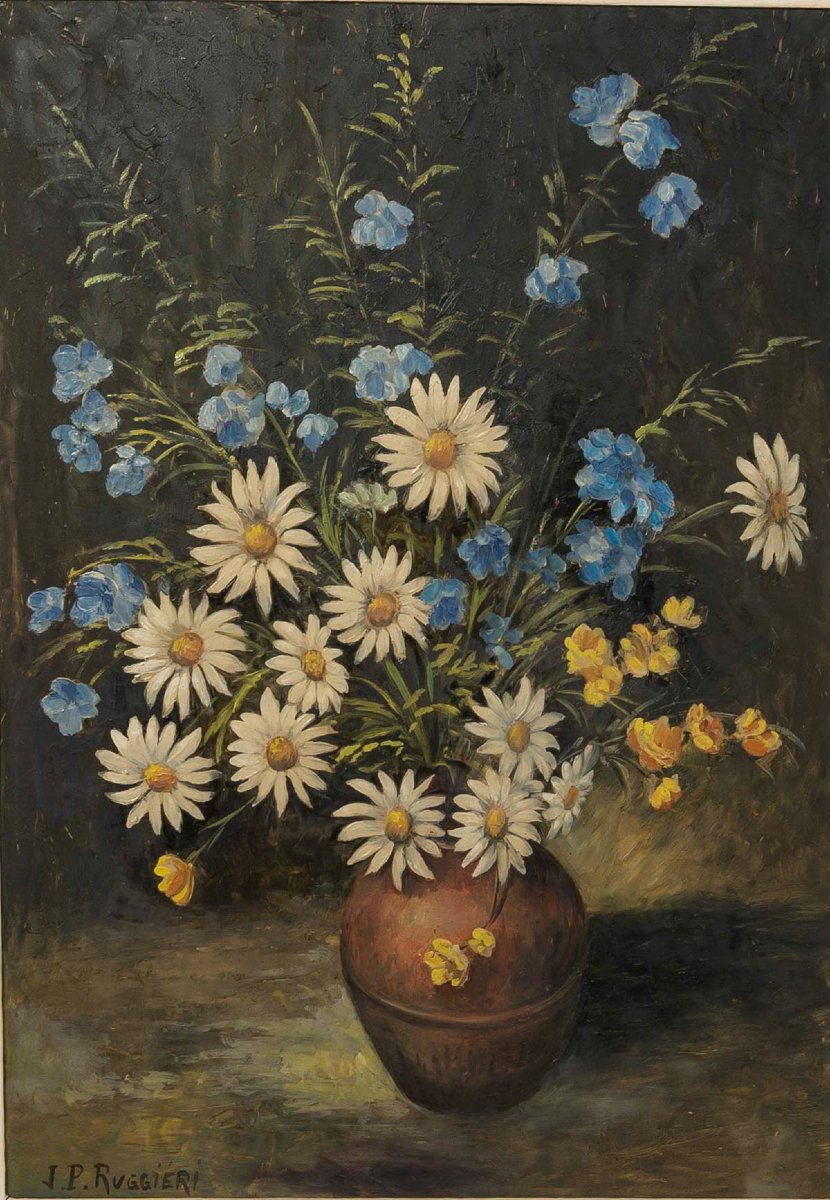 COMPOSITION FLORALE PRINTANIERE PEINTE PAR J P RUGGIERI-photo-4