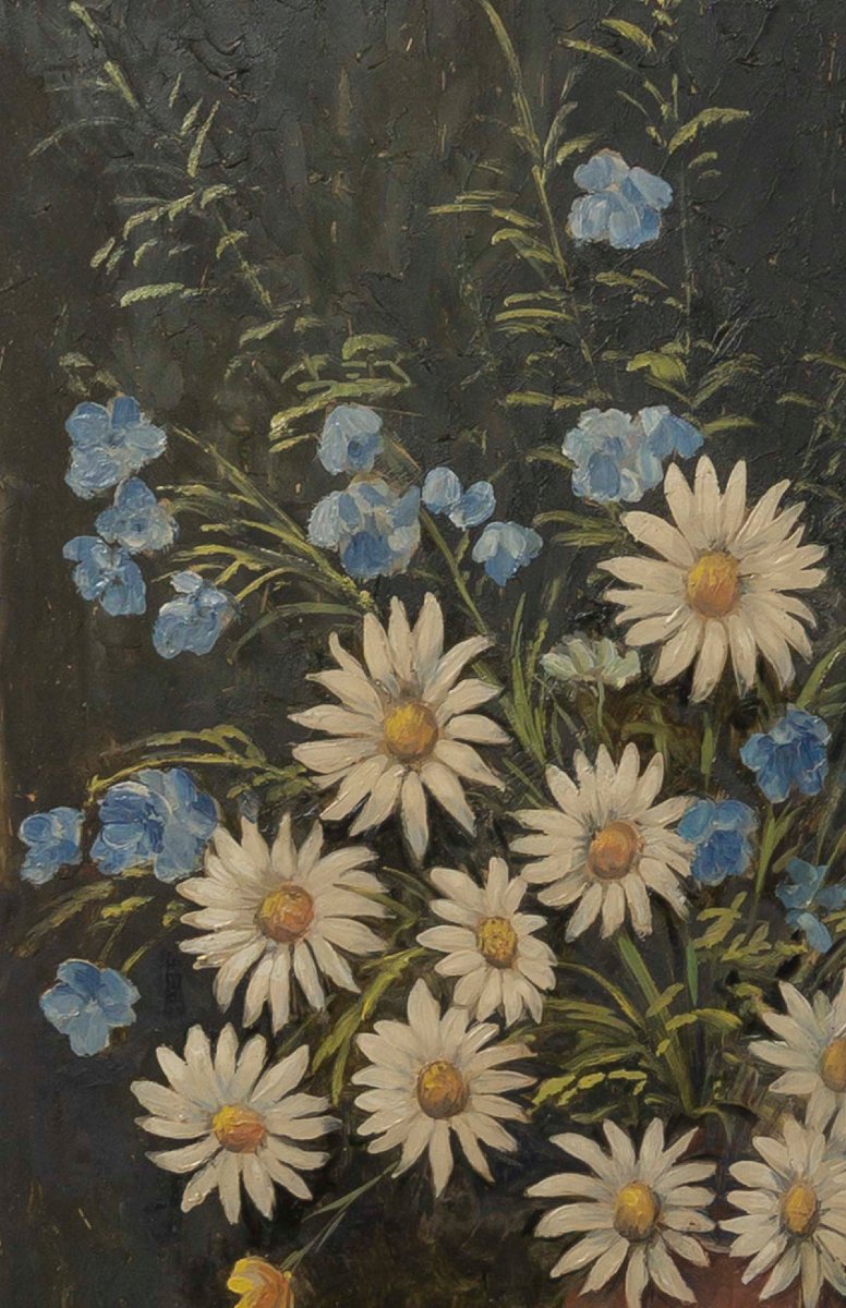 COMPOSITION FLORALE PRINTANIERE PEINTE PAR J P RUGGIERI-photo-2