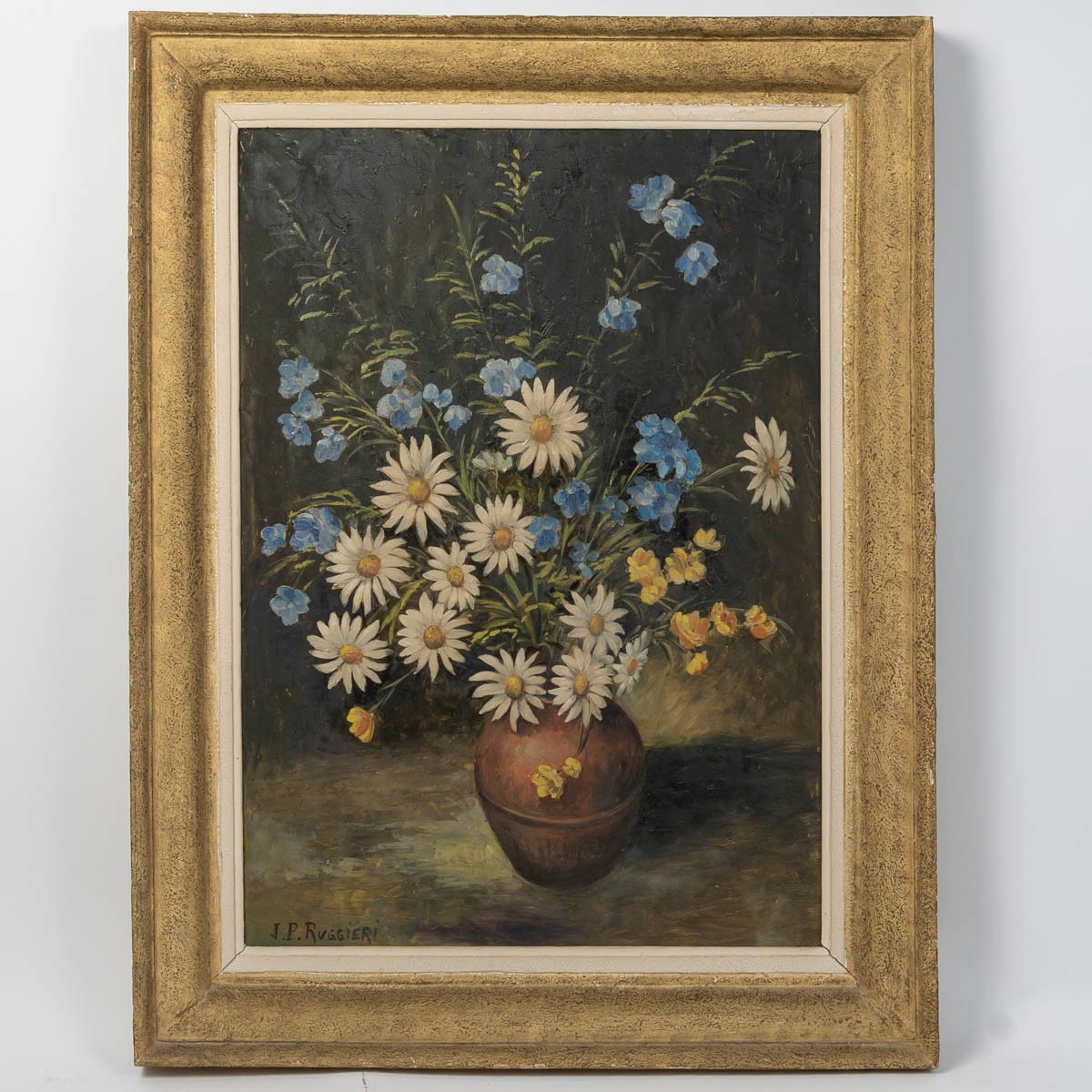 COMPOSITION FLORALE PRINTANIERE PEINTE PAR J P RUGGIERI