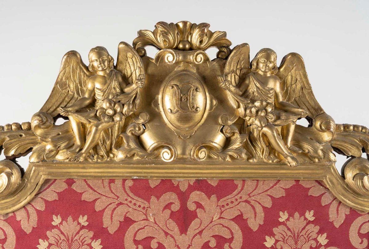 Ecran de Cheminée d'apparat Néo-Renaissance en bois sculpté et doré, 1830-1840-photo-2