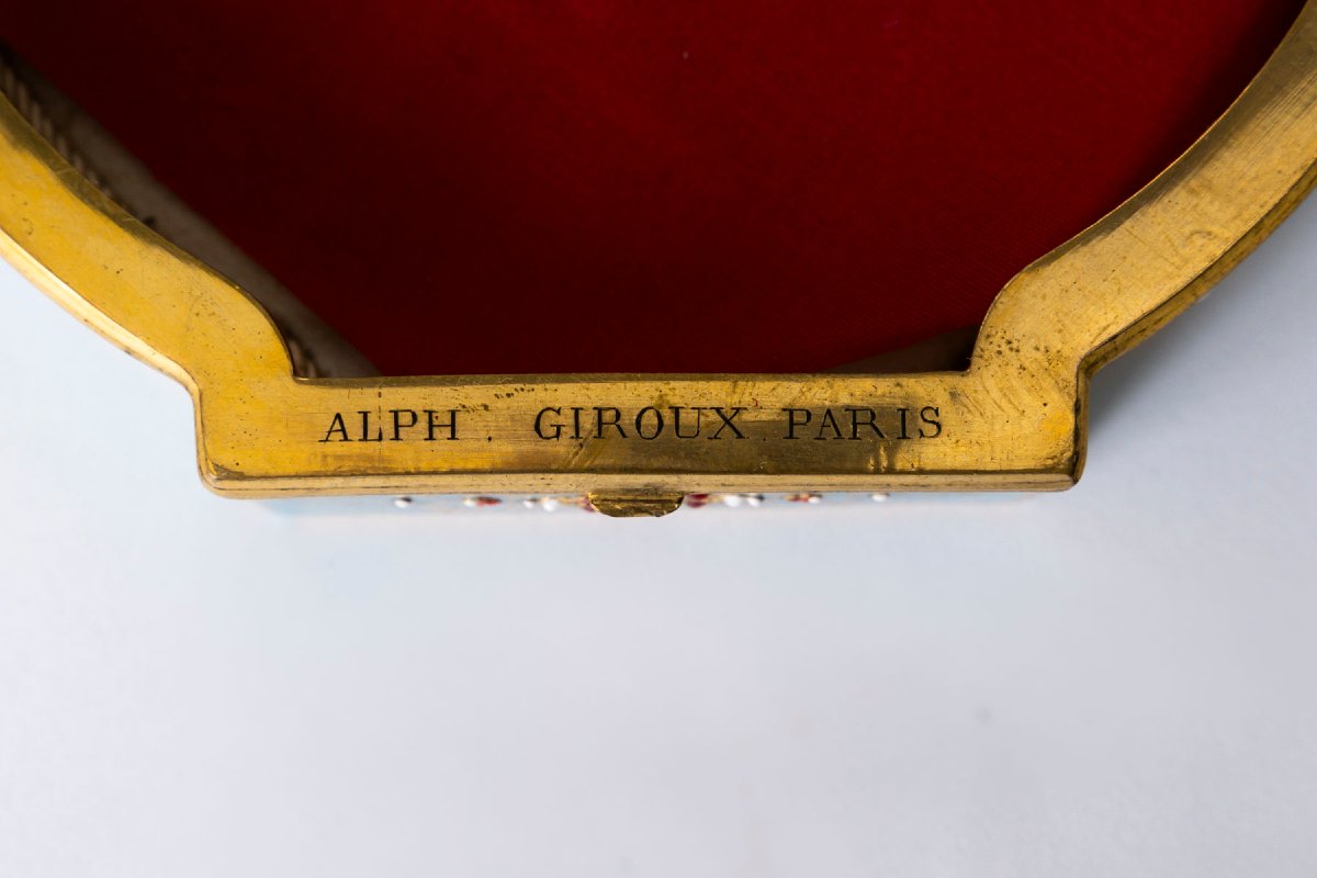 Alphonse Giroux, Paris—porcelain Jewelry Box Featuring "children" After Boucher. -photo-1