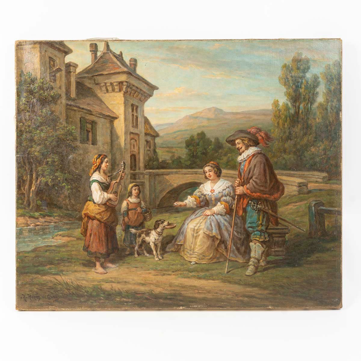 Nicolas HENRY de GRAY (1822-1909)- L'obole, ou La faveur de la Châtelaine, vers 1870-photo-2