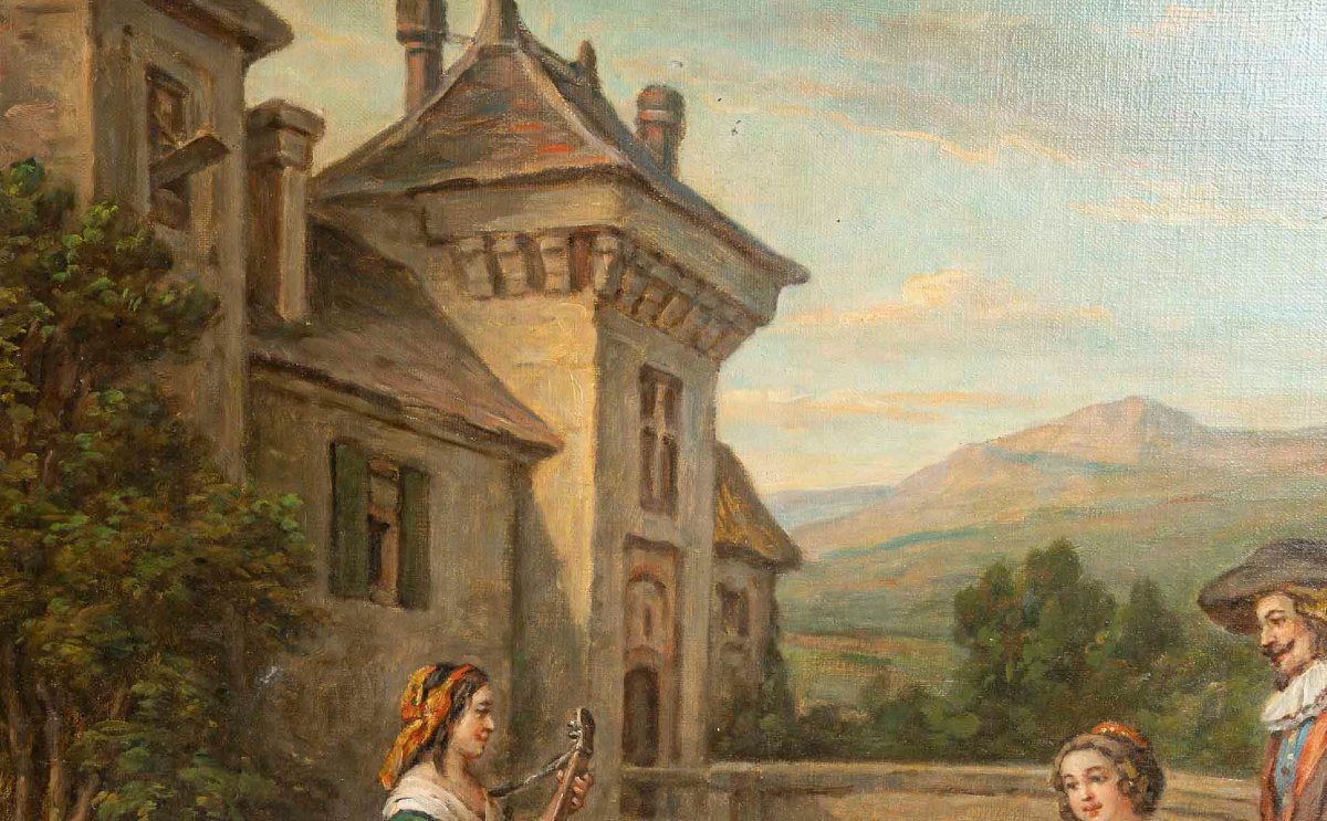 Nicolas HENRY de GRAY (1822-1909)- L'obole, ou La faveur de la Châtelaine, vers 1870-photo-1