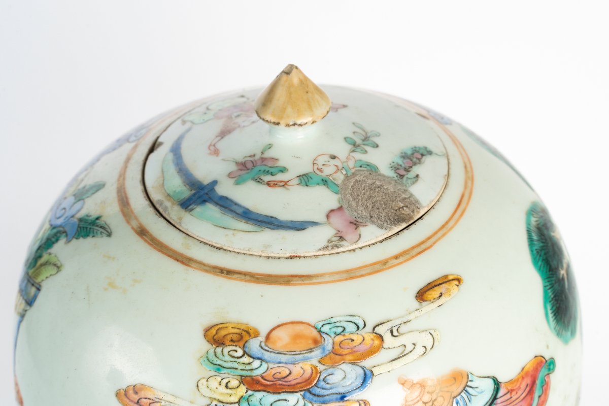 China, 19th Century—polychrome Glazed Porcelain Ginger Jar Decorated With A Wedding Scene-photo-4
