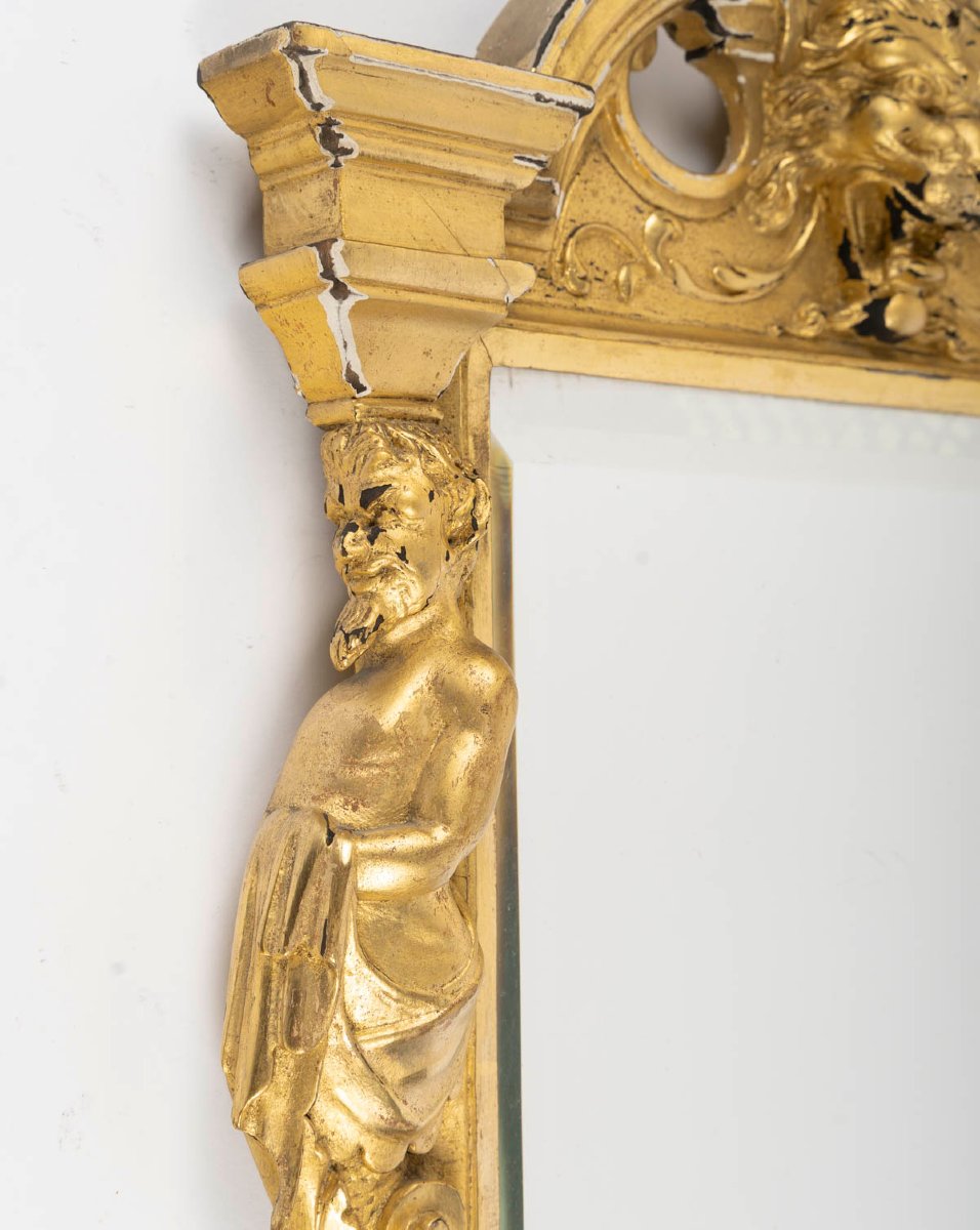 Gilded Wooden Mirror In The Baroque Style-photo-4