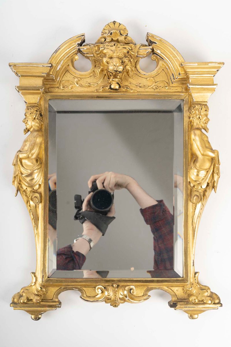 Gilded Wooden Mirror In The Baroque Style-photo-2