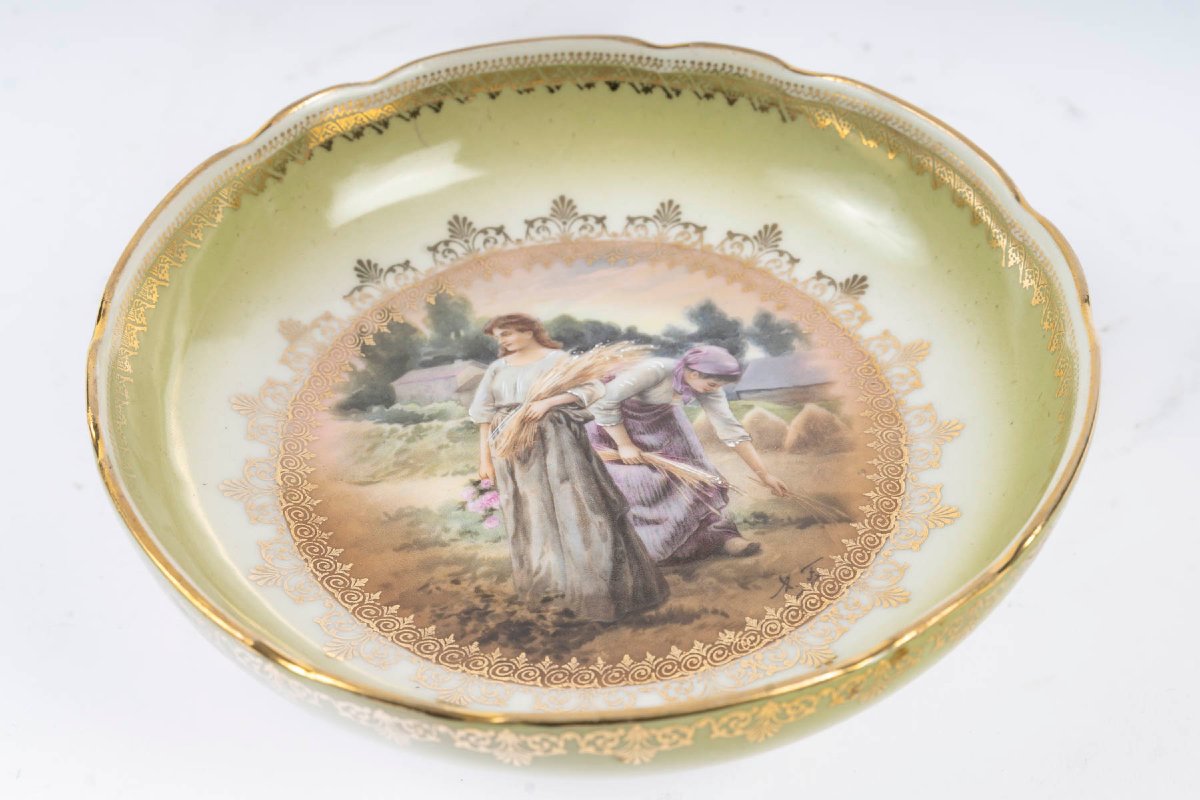 coupe en porcelaine de Vienne à décor de moissons. XIX  siècle-photo-3