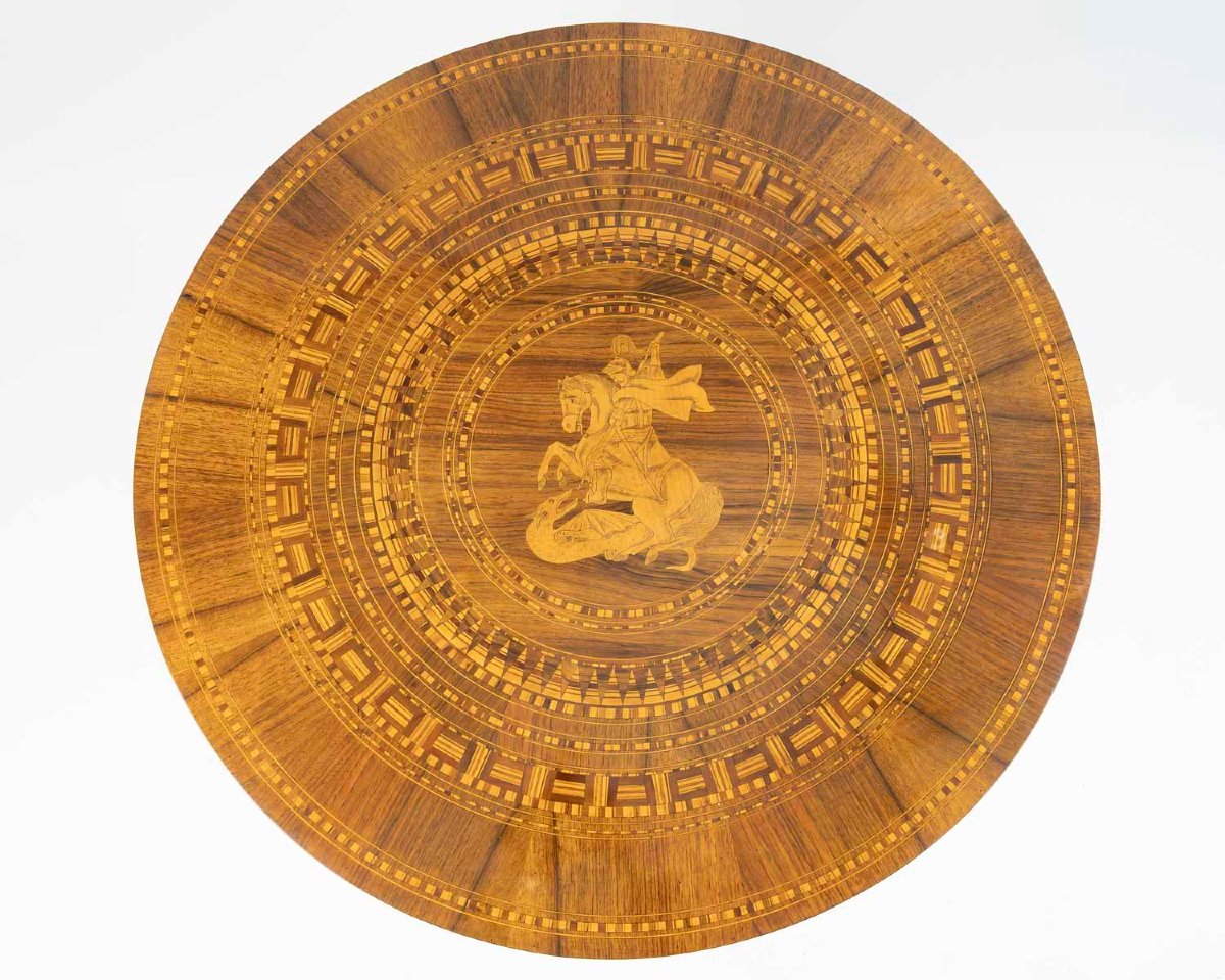 Table- Guéridon en marqueterie de Rolo (Italie du Nord), vers 1860.-photo-2